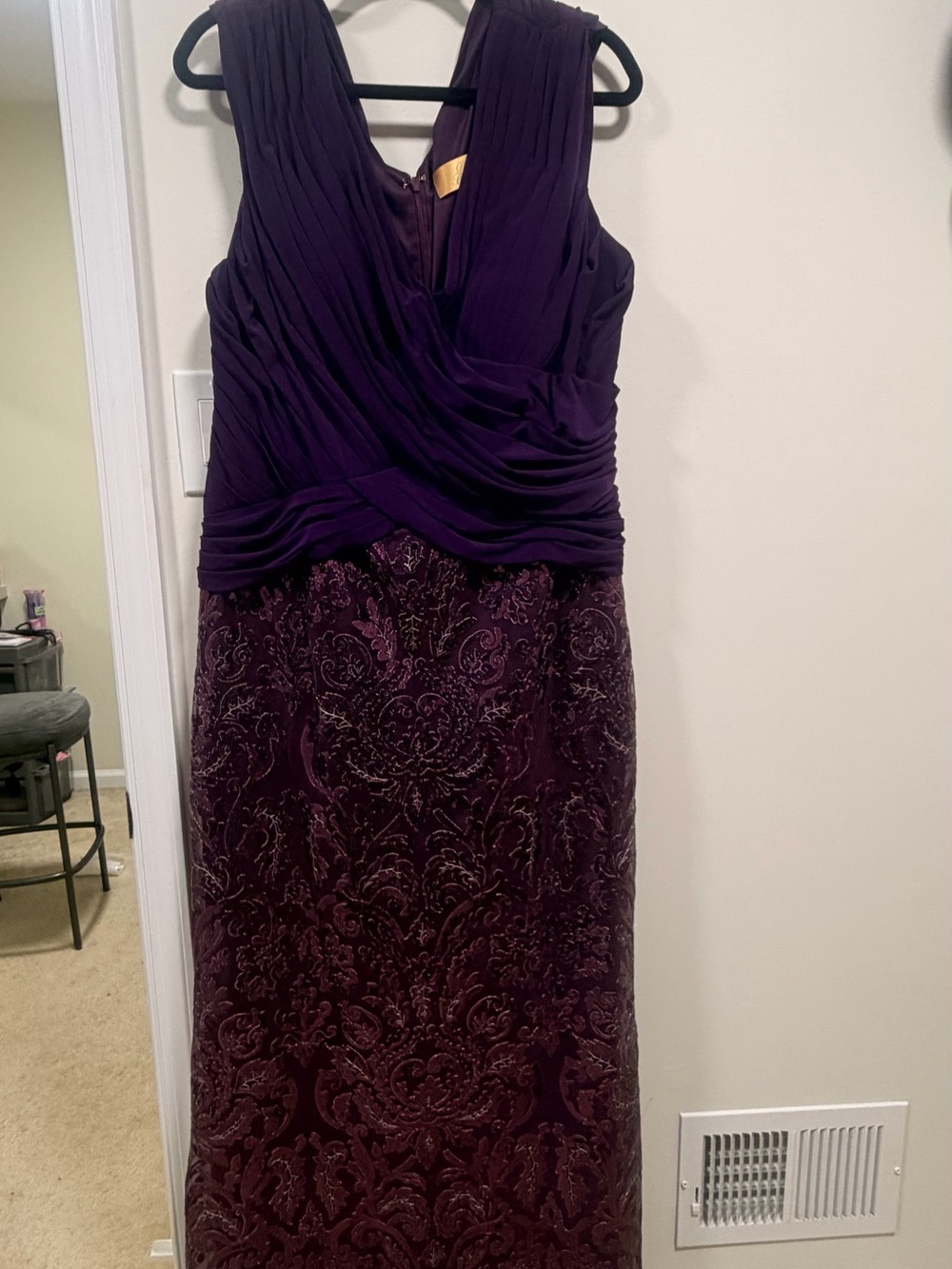 Sleeveless Deep Purple Maxi Dress with Ruched Bodice